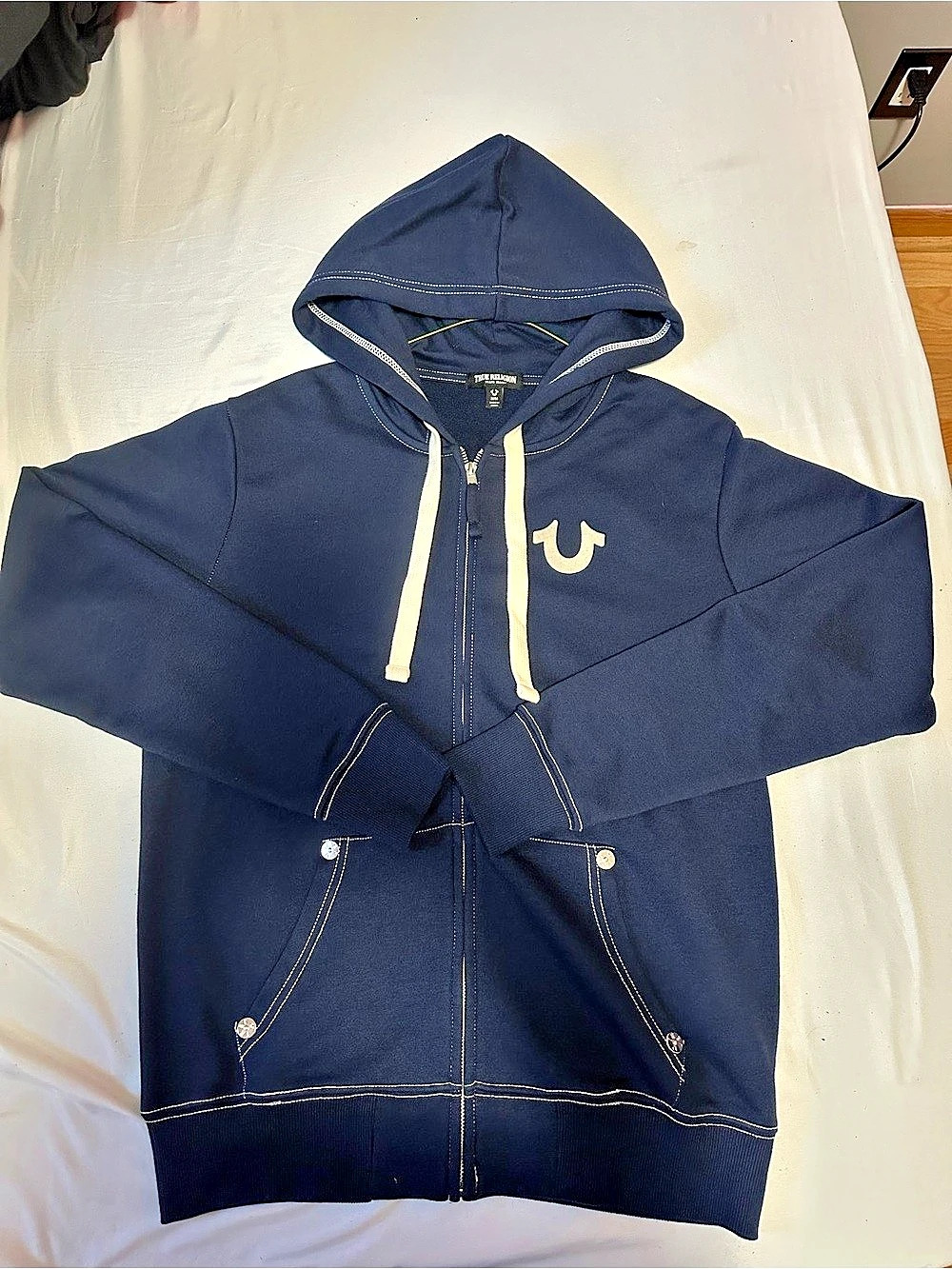 True Religion World Tour Zip Hoodie Blue Medium